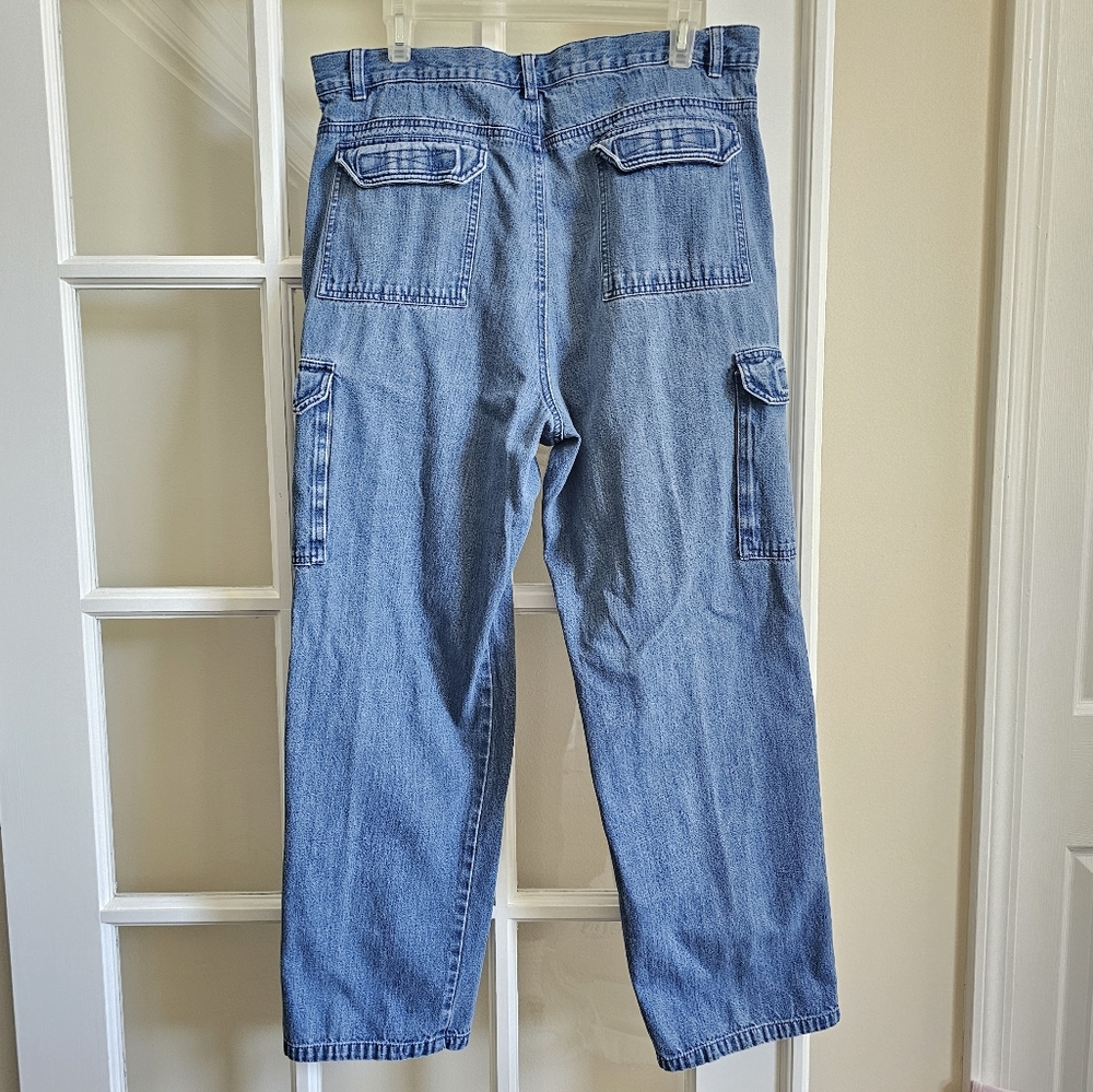 Cabela's Pocket Cargo Mens Jeans 36x30 Blue Denim Outdoor Gear